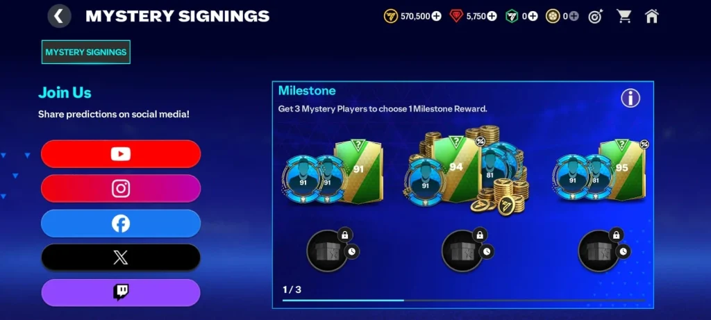 mystery signings rewards